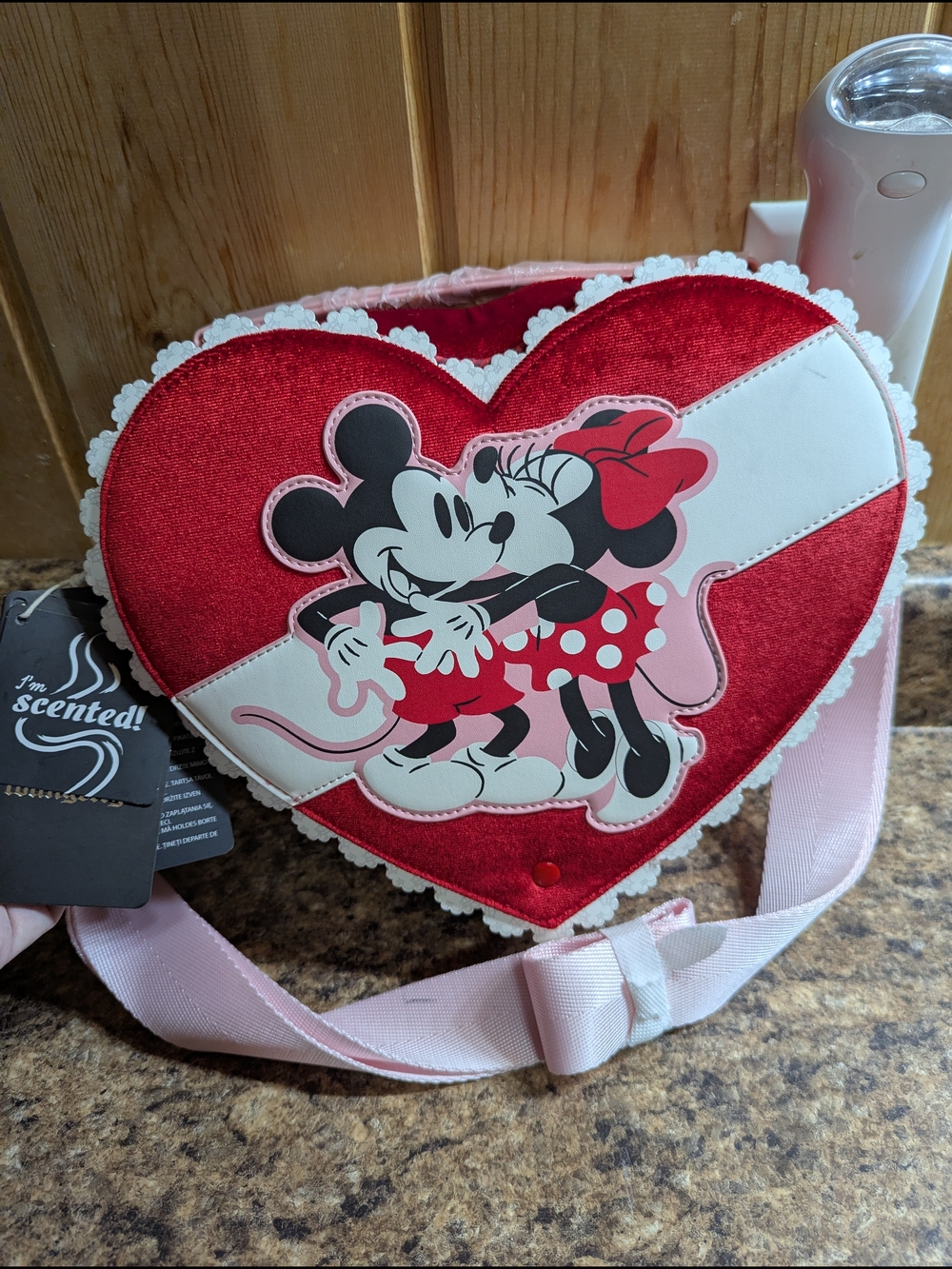 Mickey & Minnie Heart Crossbody Bag - Red and Pink